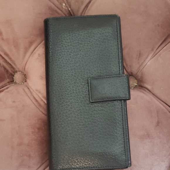 Gucci ⚫ leather wallet w silver plate - Picture 4 of 8